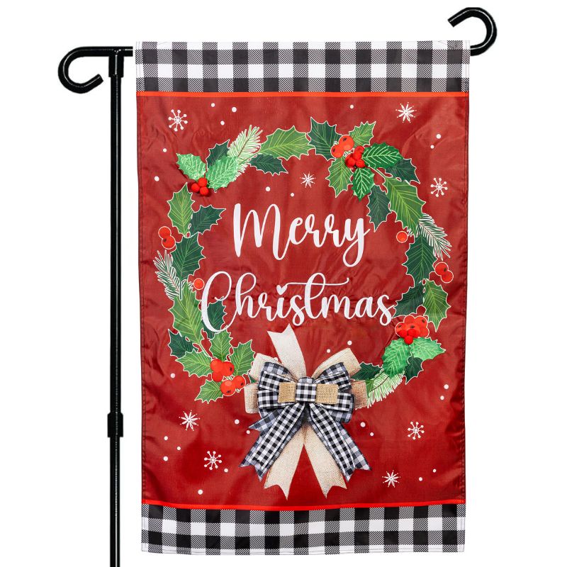 Merry Christmas Wreath Garden Flag